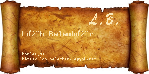 Léh Balambér névjegykártya